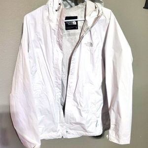 North Face, white wind breaker, womans
